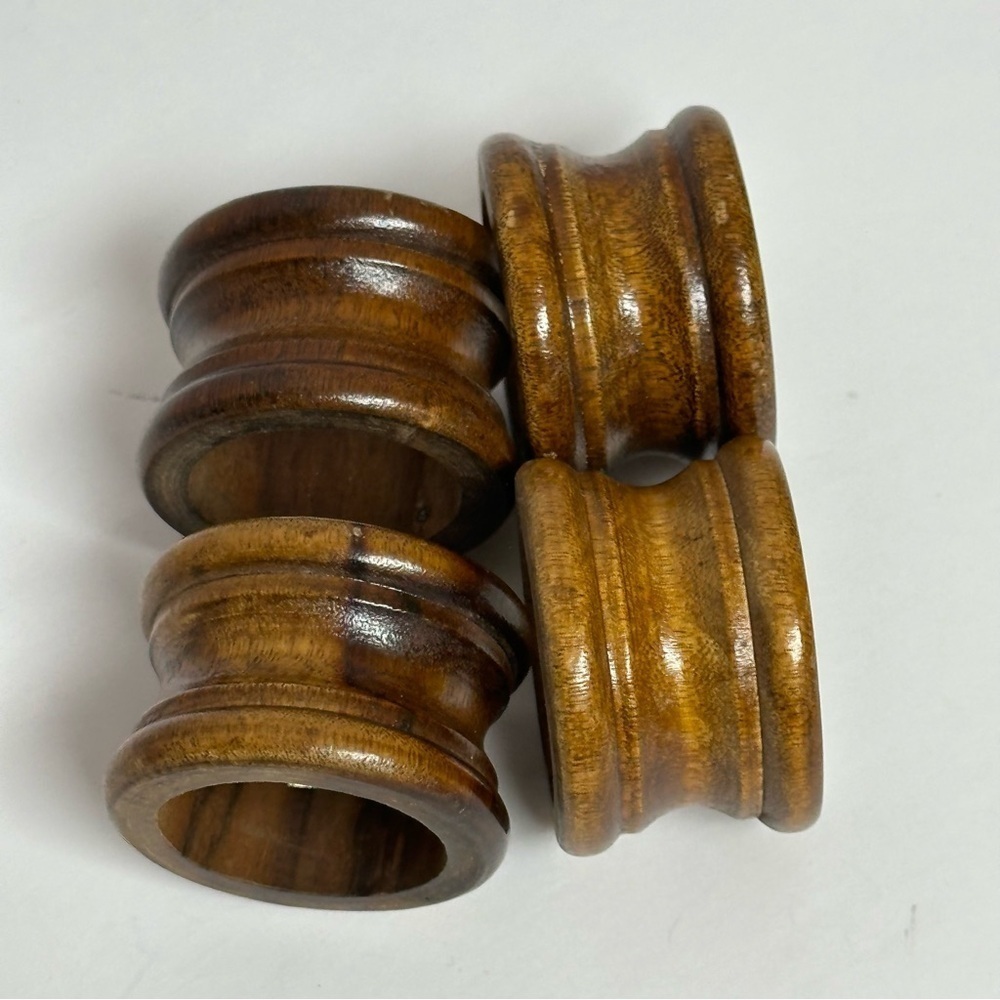 Wooden Napkin Rings Vintage Set of 4